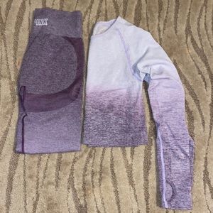 Pink/Victorias Secret Seamless long sleeve cropped top & leggings both size M.